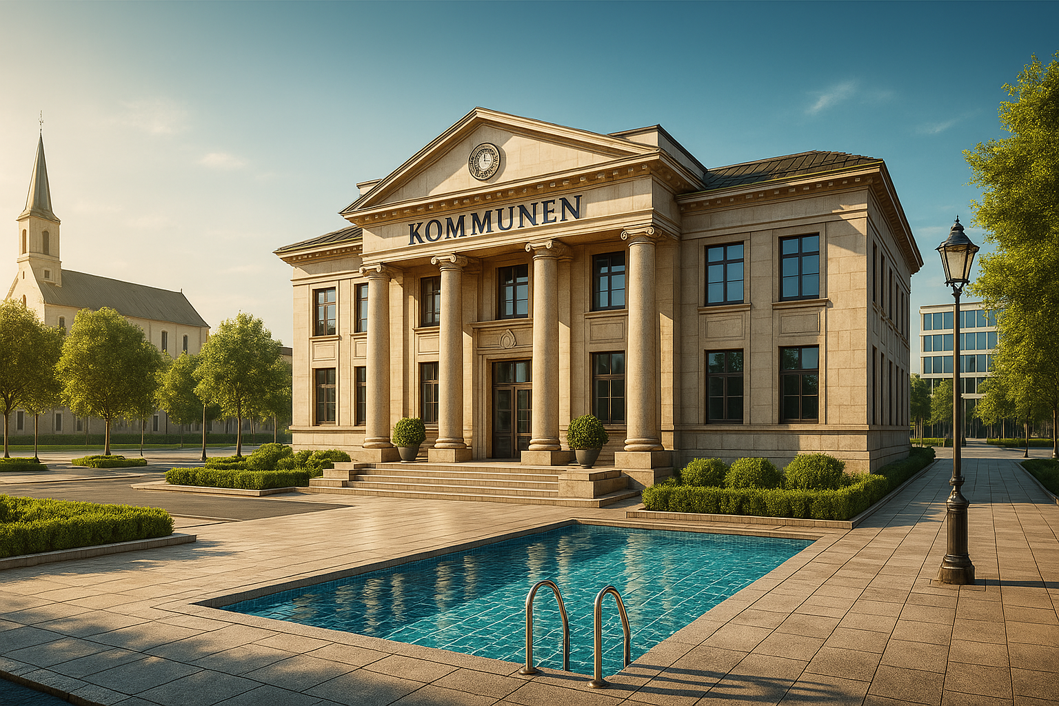 Symbolisches Rathaus mit Aufschrift &bdquo;Kommunen&ldquo; &ndash; Verwaltung, Gemeindeservice und kommunale Dienstleistungen im Schwarzwald.