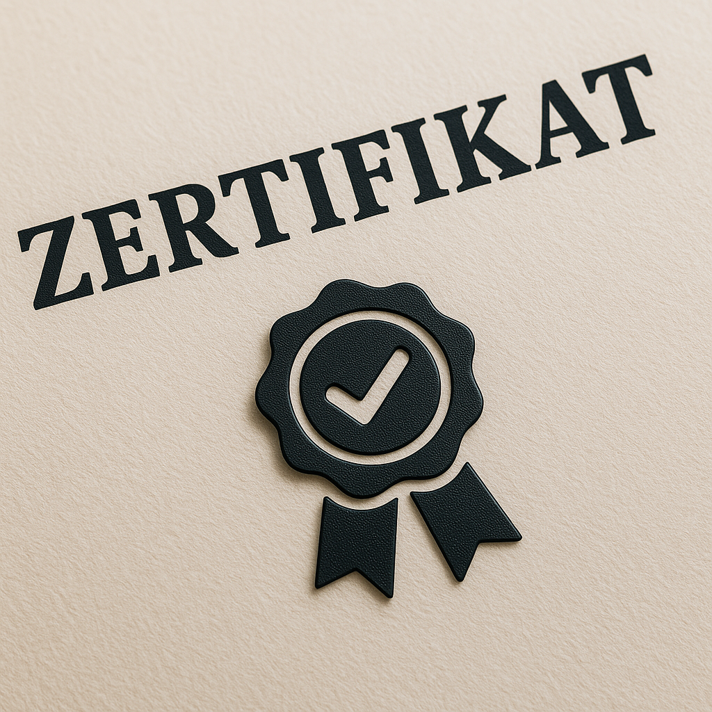 Zertifikat Symbolbild mit Schriftzug &bdquo;ZERTIFIKAT&ldquo; &ndash; Symbol f&uuml;r Qualit&auml;t und Nachweise